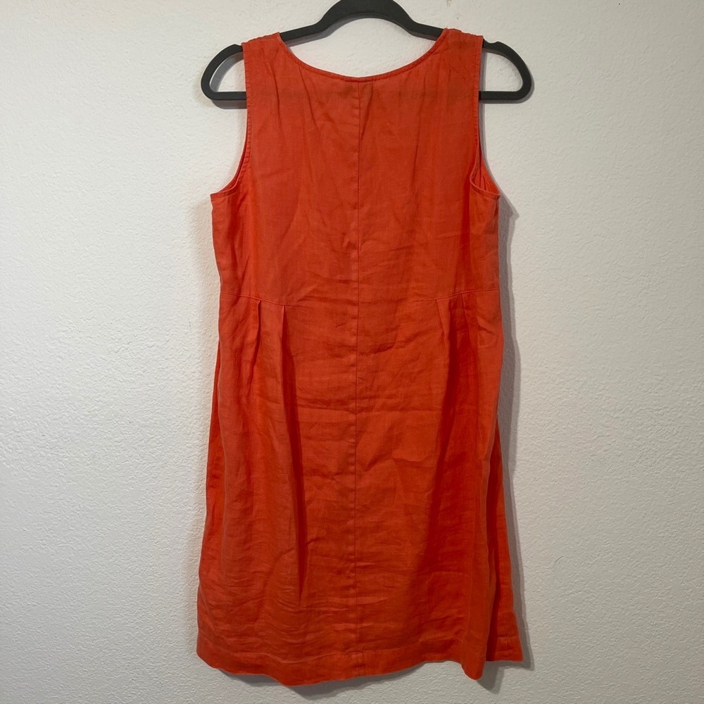 J Jill Linen Shift Dress Petite Medium Coral Orange Sleeveless Summer Boho - Picture 3 of 7